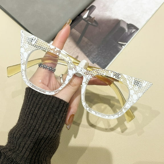 White Trendy Cat Eye Glasses Frame Oversized Anti-blue Light Stylish Eyewear Plastic Eyeglasses for Women