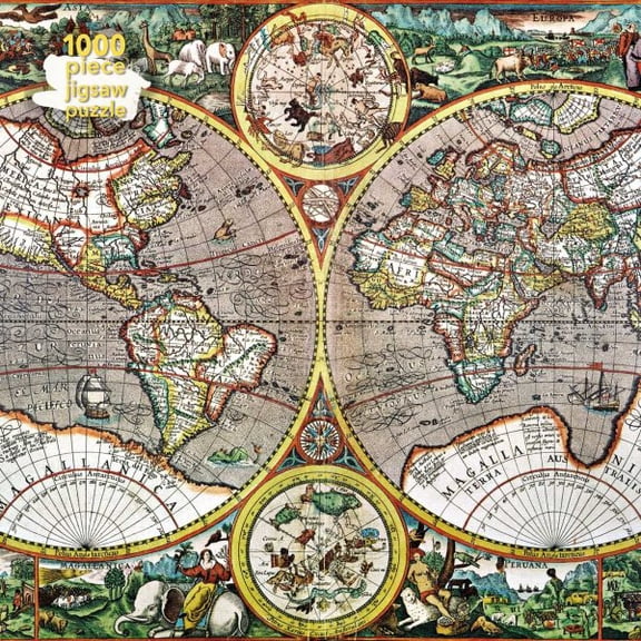 Pre-Owned 1000-piece Jigsaw Puzzles: Adult Jigsaw Puzzle Pieter van den Keere: Antique Map of the World : 1000-piece Jigsaw Puzzles (Jigsaw)