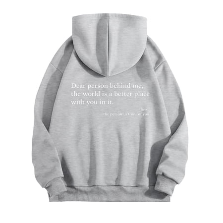 idosla Dear Person Behind Me You Are Enough Hoodie Women Teen Girls Oversized Graphic Sweatshirt Pullover Top (Light Gray, M)