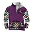 thumbnail image 2 of Sudadera sin capucha para hombre, informal, a la moda, con cuello alto, estampado, cremallera, jersey de manga larga, blusa de poliéster para hombre, 2 of 4