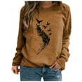 thumbnail image 4 of Jsaierl Womens Crewneck Sweatshirts Plus Size Casual Feather Print Sweatshirt Top Long Sleeve Fashion Fall Pullover Sweatshirts, 4 of 4