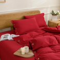 thumbnail image 3 of Cotton Duvet Cover Queen Size Pinstriped Comforter Cover with Button Washed Cotton Breathable Soft Solid Bedding Set Duvet Cover ×in & Pillowcases (NO Comforter), 3 of 9