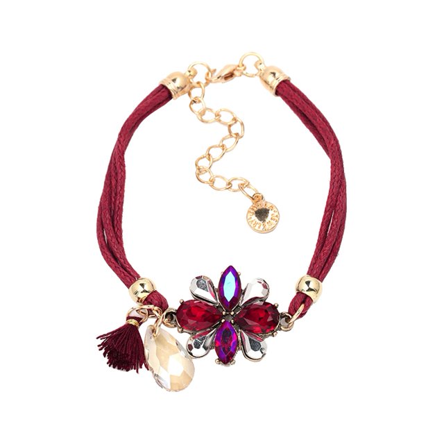 Pulsera con colgante de aleación de moda, joyería para mujer y niña, decoración de regalo (rojo)