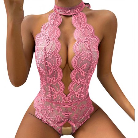 Open Crotch Lingerie Jumpsuits Womens Sexy Naughty See Through Lace