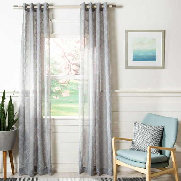 SAFAVIEH Gracie Grommet Curtain Window Panel, 52" x 96", Grey