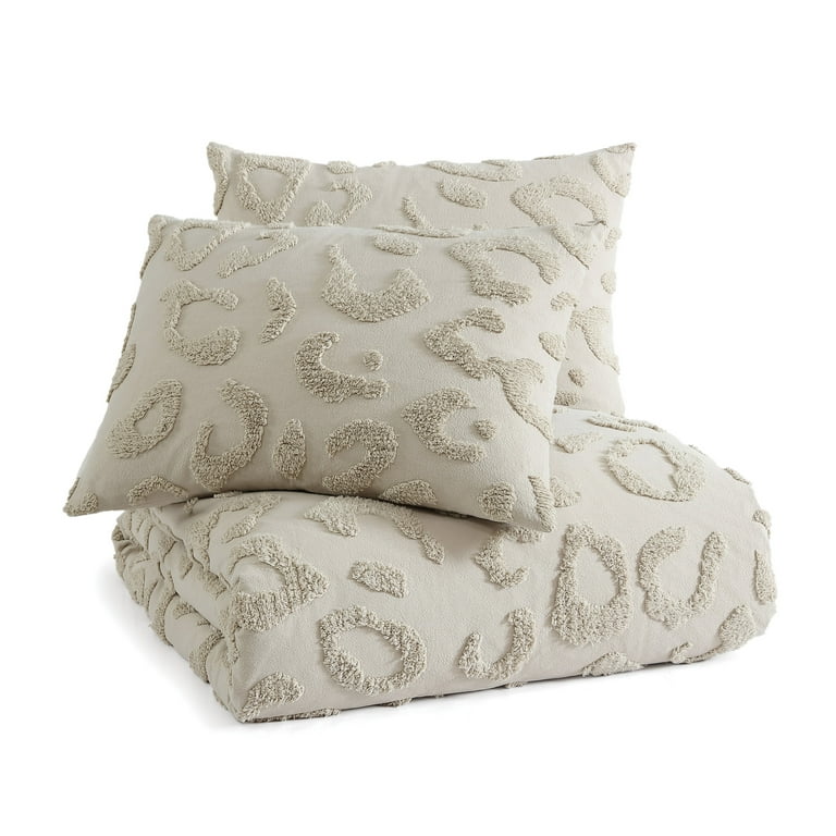 Peri Home Chenille Leopard 3 Piece Full/Queen Comforter Set, Linen, Cotton,  Chenille Tufted, Polyfill, Adult 
