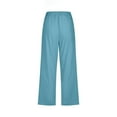thumbnail image 4 of pantalones para mujer casual verano color sólido elástico cintura alta algodón y lino pantalones sueltos bolsillo con cordón pantalones de media pierna azul cielo / l, 4 of 4