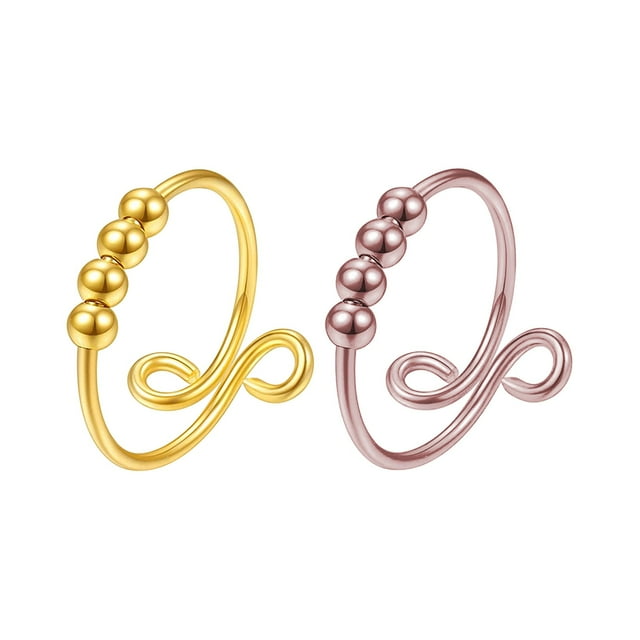 2 Pieces Of Silver Single-turn Spiral-turn Rotating Rings Anti-stress And Anxiety Ring Rings