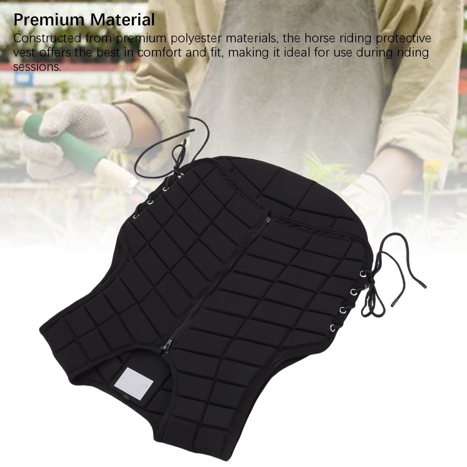 BIMZUC Equestrian Vest Professional Zip Closure Horse Riding Protective Vest Extended Padding Adult Black Size L (24.4 inches / 62 cm)