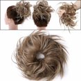thumbnail image 4 of Benehair Clip in Hair Extensions Wrap on Messy Hair Bun Scrunchies Curly Wavy Ponytail Hairpiece Real Thick Updo Extensions for Women Wedding Light Brown & Ash Blonde, 4 of 7