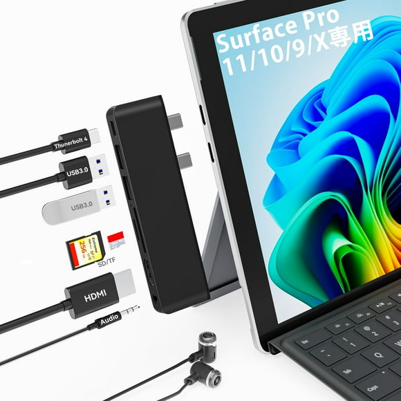 Estación de acoplamiento USB C Hub para Surface Pro 11/10/9/X - Suejezt
