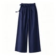 thumbnail image 6 of Khunlpohl Cotton Linen Pants for Womens Wide Legs Elastic Waist Palazzo Casual Pant Tied Loose Trendy Trousers with Pockets, 6 of 7