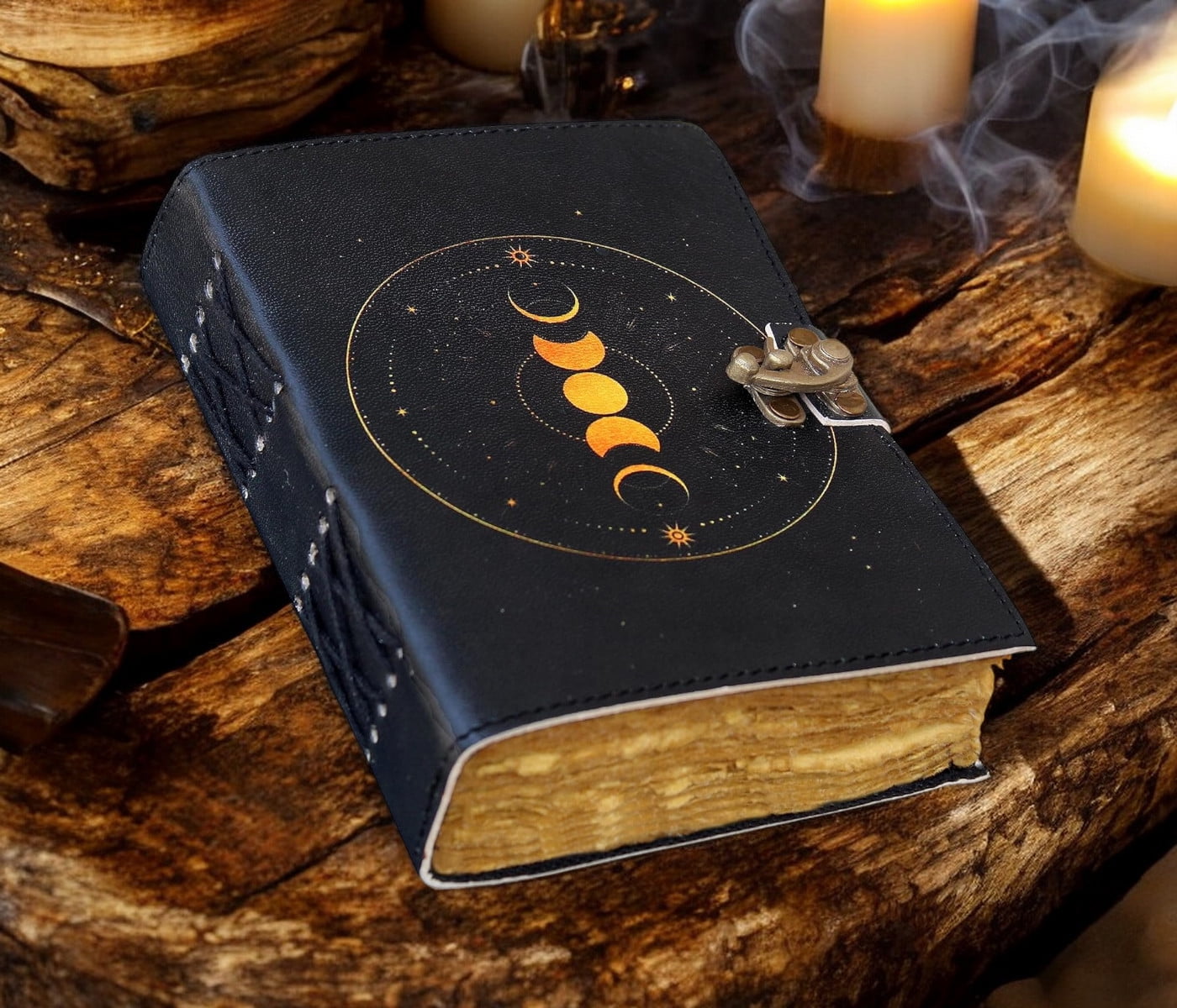 Blank Spell Book of Shadows Journal Grimoire Moon Phases Prayer Pagan Antique Witchcraft Supplies Wiccan Notebook Daily  7x5 inch 200 Pages