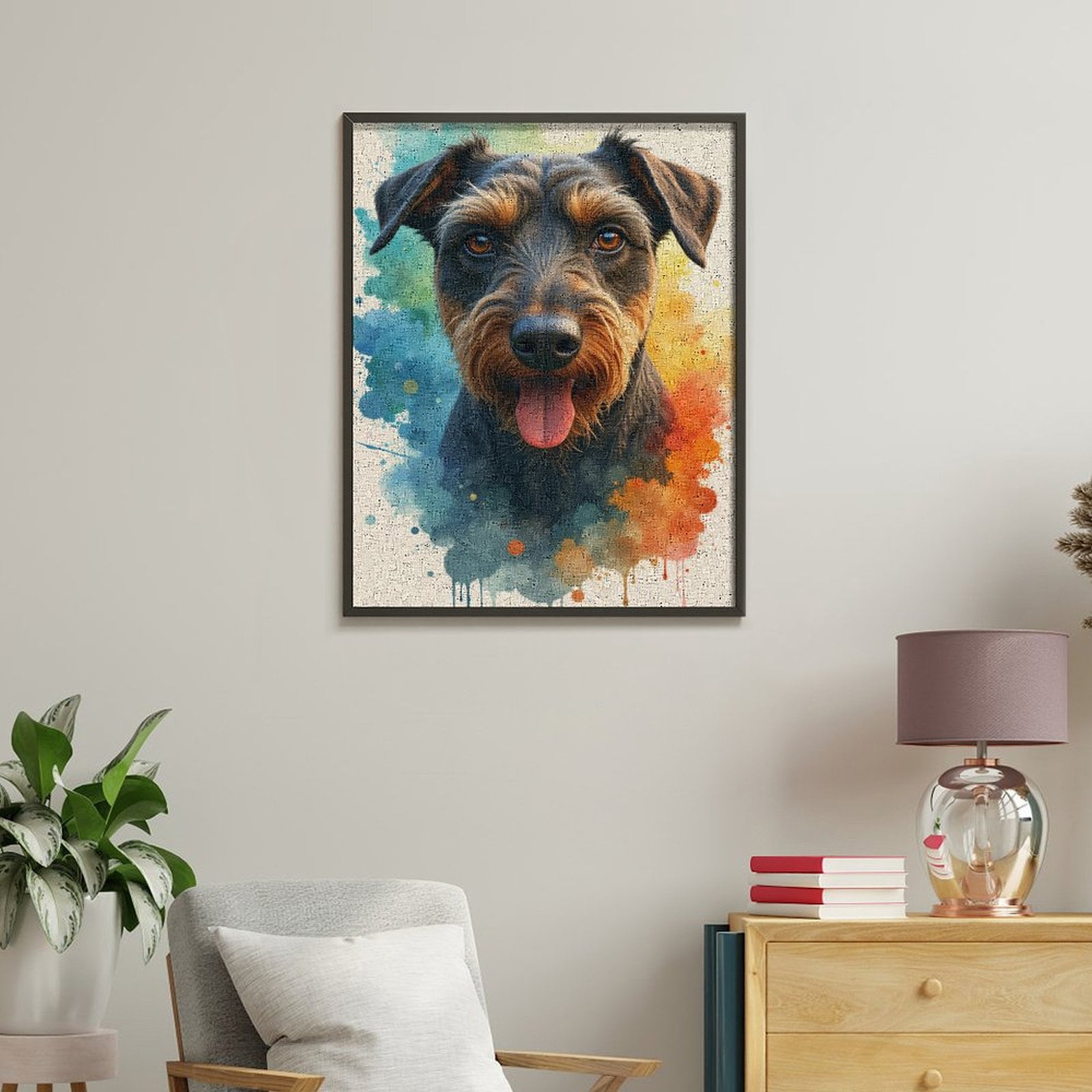 Paint By Numbers Kit for Adults Beginner - DIY Dog Portrait Color Splash Art Canvas Painting Kits for Adults, Frameless Paint By Number for Adults for Home Wall Decor 16x20 Inch