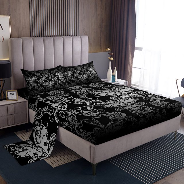 Adults Damask Gothic Sheet Set Antique Victorian Bed Sheets Set Twin