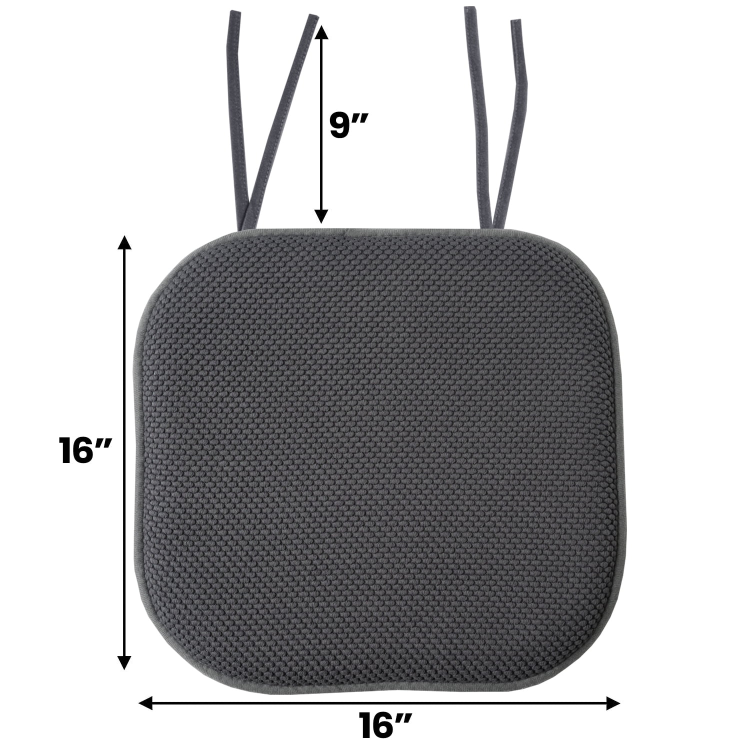 Memory Foam Honeycomb Non-Slip Back Chair Cushion Pad with Ties 2, 4, 6 or 12 Pack