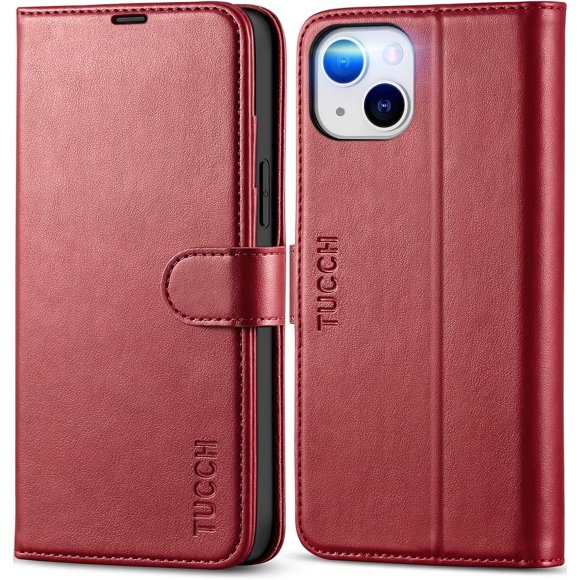 Case Wallet for iPhone 14 Plus, [RFID ing] PU Leather Stand Folio Cover with 4 Slots [TPU Protective