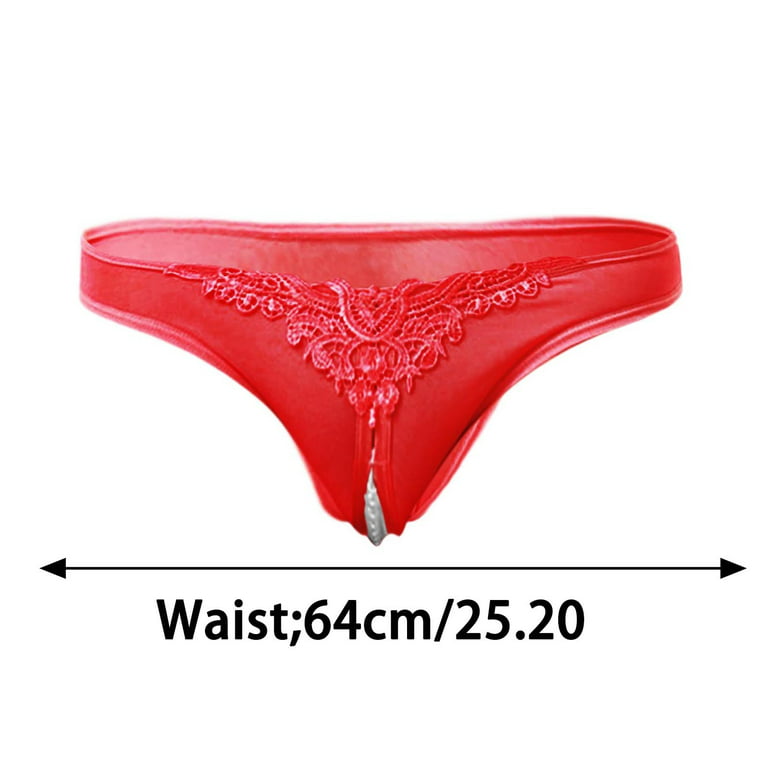 zuwimk Womens Thong Underwear,Female Easy Off Underwear Transparent Lace  Red,L