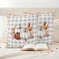 thumbnail image 3 of Grey Fall Outdoor Waterproof Pillow Covers, Thanksgiving Maple Leaf Harvest Botanical Plaid Decorative Square Throw Pillowcase Sofa Cushion Sham for Patio/Couch/Chair, 24"x24" 2 Pack, 3 of 8