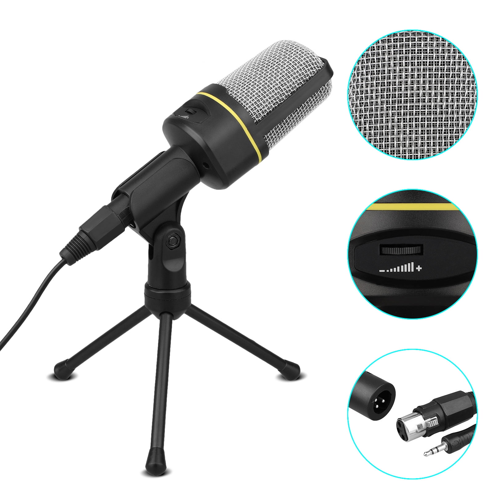 DEWIN Classic Stereo Microphone,Retro Microphone with 3.5MM Audio Cable Classic Dynamic Stereo Microphone Mic Accessories Parts for PC Notebook Computer 