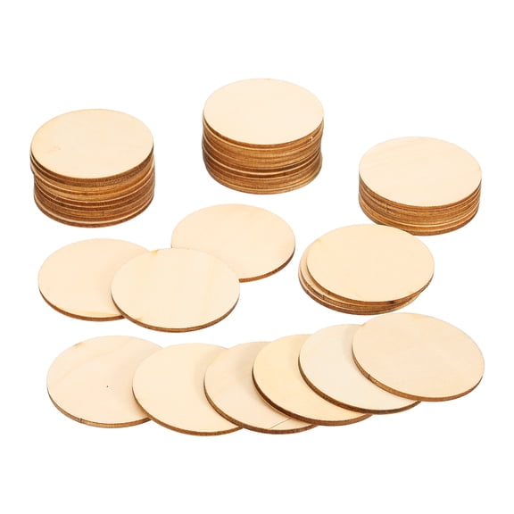 Uxcell 50 Pcs 2 Inch Unfinished Wood Circles for Crafts, Wood Round Slices Natural Round Wooden Disc Cutouts for DIY Crafts Painting Engraving Door Hanger Sign Home Decor