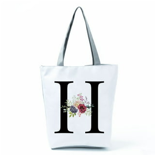  Initial Embroidery Canvas Tote Bag Monogram Gift Bag  Personalized Cotton Bag Reusable Grocery Shopping Bag Top Closure Zipper  Cotton Bag for Women Friends Bridesmaid on Birthday Wedding (Letter A):  Home 