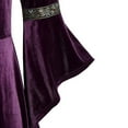 thumbnail image 5 of QATAINLAV Women's Flare Sleeve Renaissance Dress Halloween Cosplay Costume Victorian Dress Floor Length Velvet Lace Up Dress, Purple, L, Gifts for Mom, 5 of 7