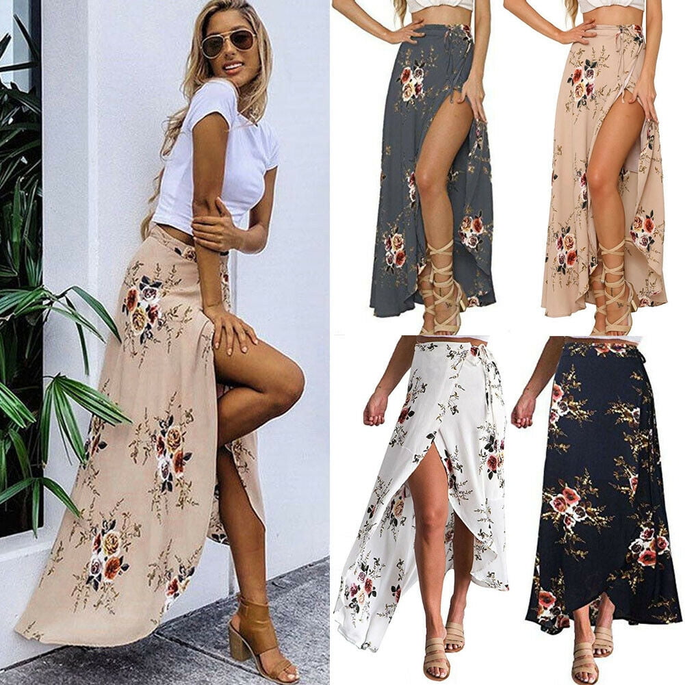 Women's Hi Split Skirt Bohemian High 