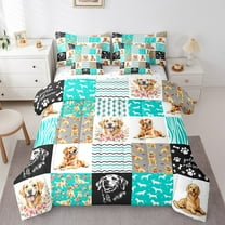 Erosebridal Cartoon Dog Bedding Twin Size, Blue Bedding Sets Twin Size, Pet Animal Bedroom Decor, 7 Pieces