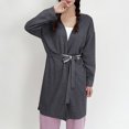 thumbnail image 5 of Riecok Robes for Women Plus Size Cozy Soft Long Sleeve Warm Bathrobe with Tie Closure Comfortable Nightdress Dark Gray M, 5 of 8