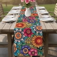 thumbnail image 4 of Boho Teal Flower Table Runner 70 Inches, Spring Bohemia Chic Red Yellow Floral Bed Runner Dresser Scarves Tabletop for Indoor Outdoor Parties/Ceremony/Banquet, 13" x 70", 4 of 8