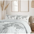 thumbnail image 6 of Ambesonne Grey Duvet Cover Sets, World Map Continents Earth, 2-Queen, White Grey, 6 of 7