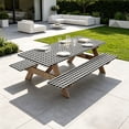 thumbnail image 4 of BUDAO00 Picnic Table Cover with Bench Covers, Washable Tablecloth for 6 Foot Rectangle Tables – 72"x30" Waterproof Elastic Fitted Checkered Camping Tablecloth for Outdoor Use (Black), 4 of 6