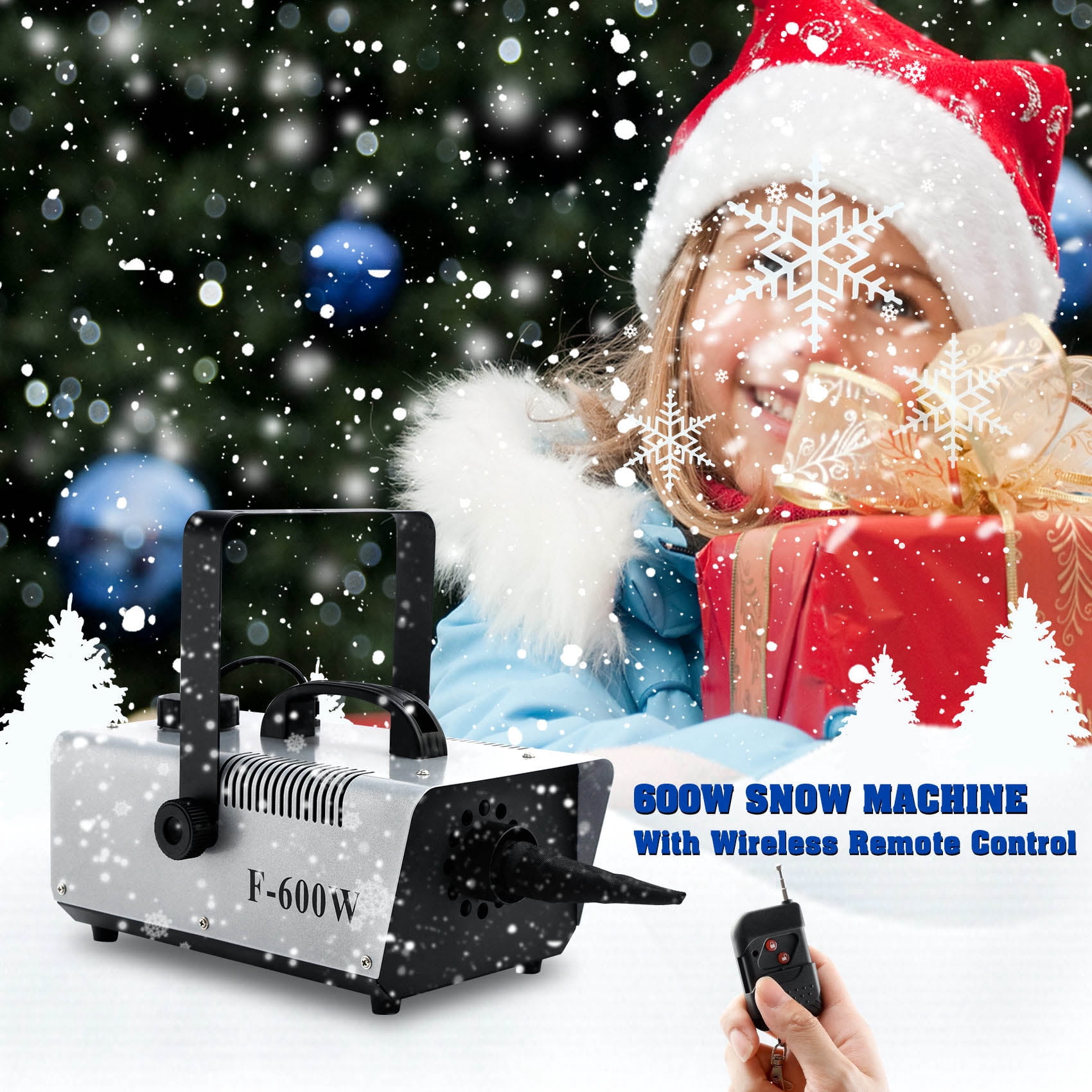 TCFUNDY Snow Machine 600W High Output Snowflake Maker w/ Wireless Remote Stage Atmospheric Effect