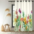 thumbnail image 3 of Botanical Flowers Curtains Leaves And Flowers Plants Print Blackout Curtains For Bedroom Grommet Top Wildflower Window Drapes For Living Room 53"W x 63"L (Pack of 2), 3 of 6