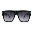 thumbnail image 2 of Retro Oversize Thick Plastic Horn Rim Flat Top Mobster Sunglasses Black Smoke, 2 of 4