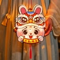 thumbnail image 4 of Tnobhg 1 Set Rabbit Paper Lantern with Pole Tassels Battery Operated Double Sided Hollow DIY Handmade Chinese New Year Mid-Autumn Festival Bunny Night Light Children Gift, 4 of 7
