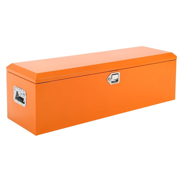 Yeshouse Caja de herramientas de acero resistente para camioneta, con placa de diamante, recubrimiento en polvo, asa lateral y cerradura, organizador duradero ideal para camioneta, RV y remolque