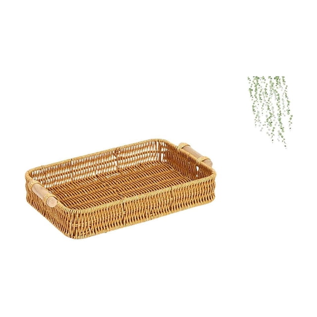 Elegante Juego De Cesta De Frutas Tejida Con Vegetación Y Tazón Para Refrigerios Con Enredaderas Colgantes, Adhesivo De Pared Para Decoración De Escritorio, Baño Y Dormitorio.