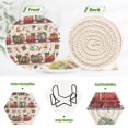 thumbnail image 5 of 6 Pcs Drink Coasters with Holder 3.94in Woven Coasters for Drinks Christmas-themed Red Train Pattern Coaster Set for Protection Table, 5 of 7