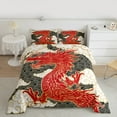 thumbnail image 2 of Homewish Cartoon Chinese Dragon Bedding Comforter Set for Adult, Stripes Cloud Twin Comforter Sets, Vintage Japanese Style Reversible Bedding Set, Super Cozy Room Decor, 2pcs, 2 of 8