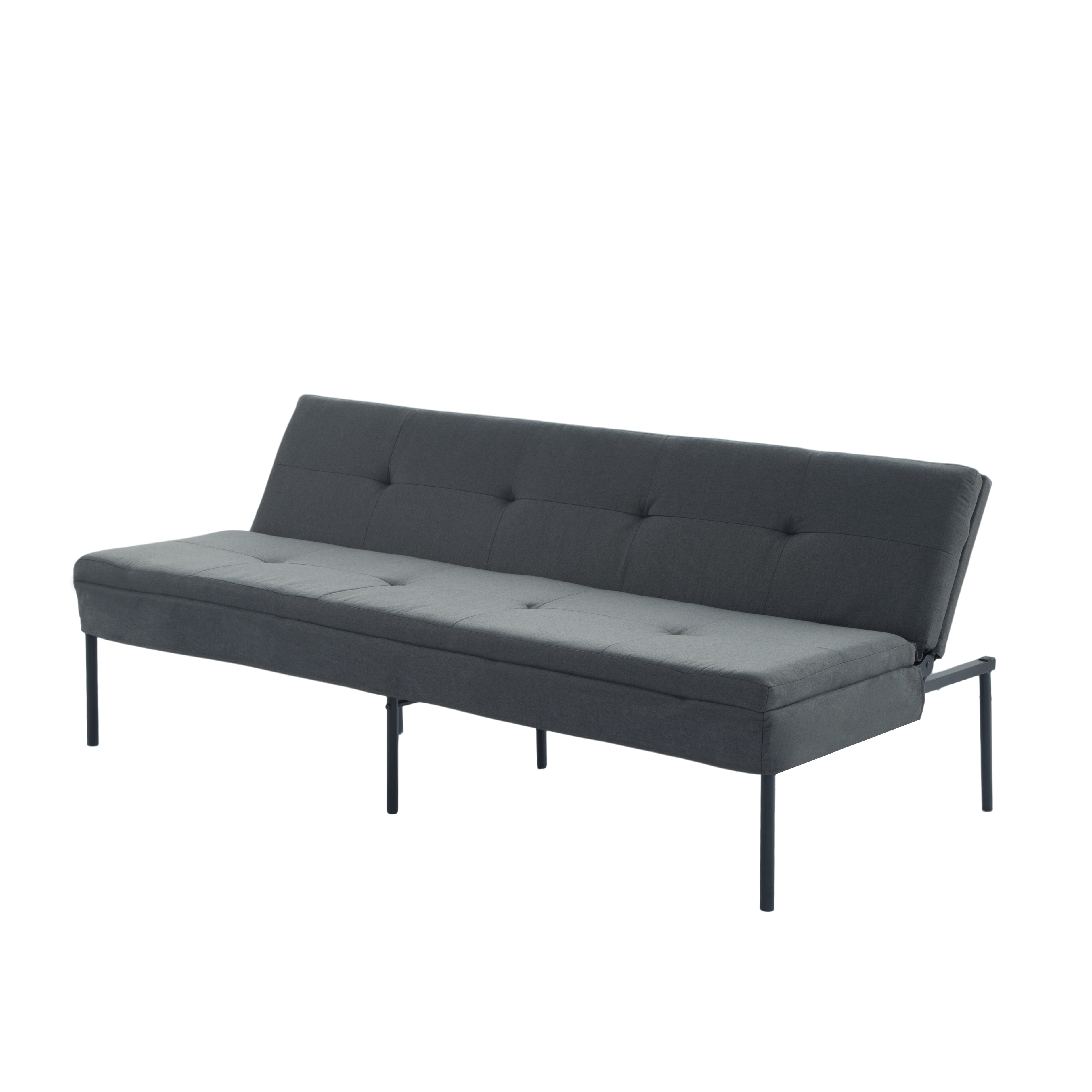 BSHTI 69.88" Futon Sofa Bed with 5 Adjustable Positions – Polyester Fabric Convertible Sleeper Couch with Iron Frame, Clean-Lined Modern Design for Living Room, Apartment, Office, Dormitory,Dark Gray