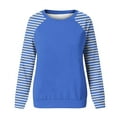 thumbnail image 4 of Darzheoy Womens Tops Comfortable Hoodless Casual Long Sleeve Stripped Printed Sweatshirts Round Neck Color Block Fall Pullover Versatile Fashion Blouses, 4 of 4