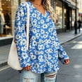 thumbnail image 4 of CLOISE Plus Size Tunic Tops Women Long Sleeve V Neck Casual Shirts Floral Pullover Fall Loose Clothing Sky Blue 4XL, 4 of 6