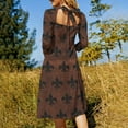 thumbnail image 5 of Fleur De Lis Women's 3/4 Sleeve Dresses Elegant A-Line Midi Dress Flare Summer Casual Sundress, 5 of 9
