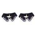 thumbnail image 4 of Langgg Collar Exquisite Removable Women Tie Rhinestones Sewing Convenient Detachable Collar Lapel Blouse Top Clothes Accessory Black 2Set, 4 of 6