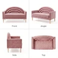 thumbnail image 6 of 49 Inch Small Loveseat Sofa for Small Spaces,Mid Century Modern Linen Upholstered 2 Seat Couch with Rainbow Backrest,Pink, 6 of 9