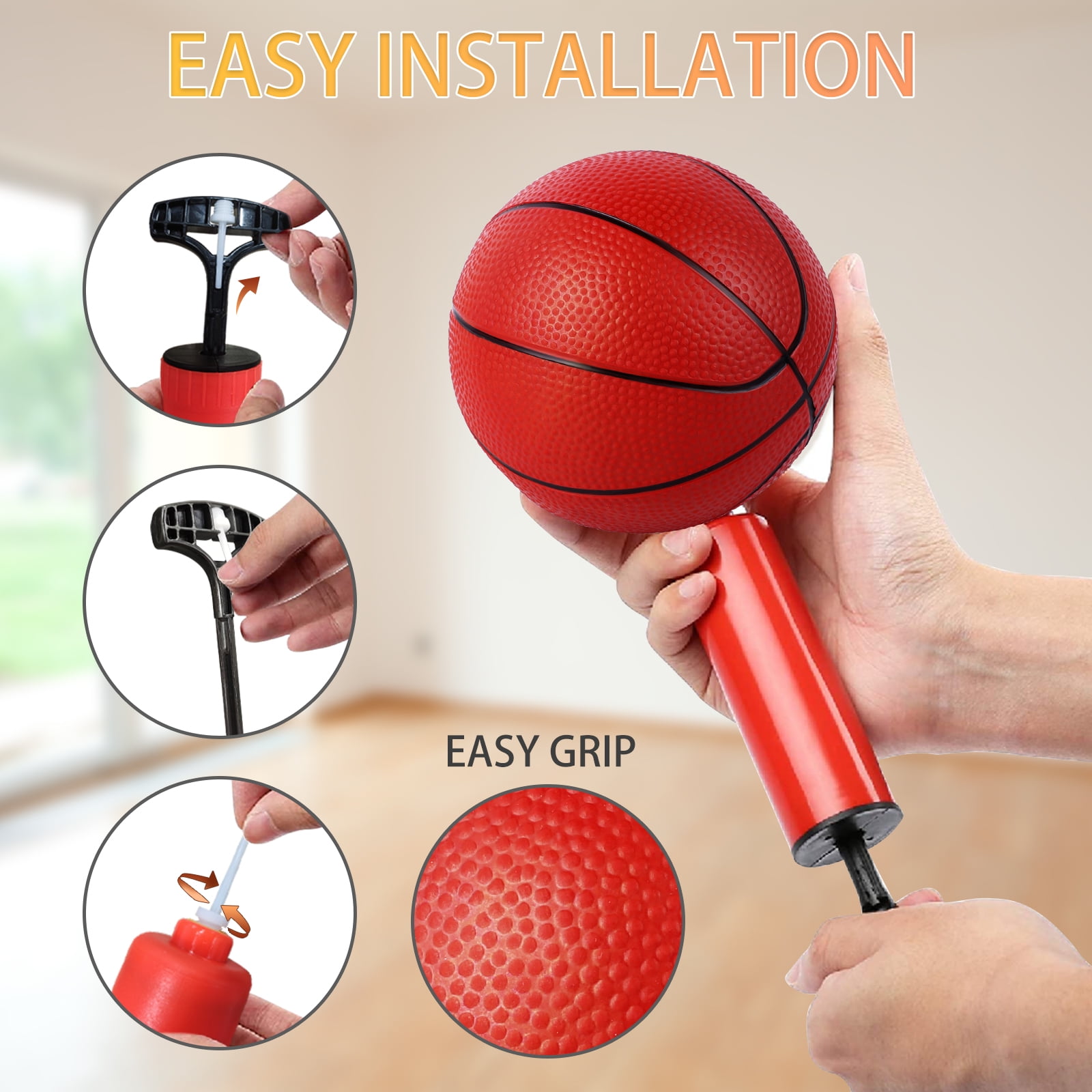 AOKESI Indoor Basketball Hoop Set for Kids, Basketball Hoops with 3 Balls & 1 Nylon Net Indoor/Outdoor Door Basketball Hoops Game Gifts for Adults
