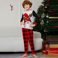 thumbnail image 6 of Yuaguia Family Matching Christmas Pajamas, Gnome with Christmas Lights Print Black Raglan Long Sleeve Top and Red Black Buffalo Plaid Lounge Pants Sleepwear Set, Kids 6 Years, 6 of 8