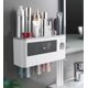 thumbnail image 5 of Soporte para cepillo de dientes, artículo multifunción para el hogar, exprimidor automático de pasta de dientes, estantes de almacenamiento, accesorios de baño, (tres tazas-gris) JM, 5 of 5